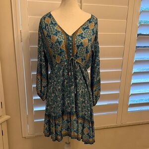 Sea Lustre Bohemian Blue and Gold Women's Dress